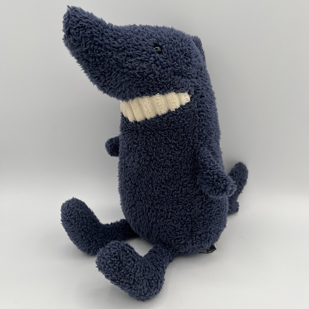 Jellycat Toothy Shark 13" Plush Navy Blue Smiley Smiling